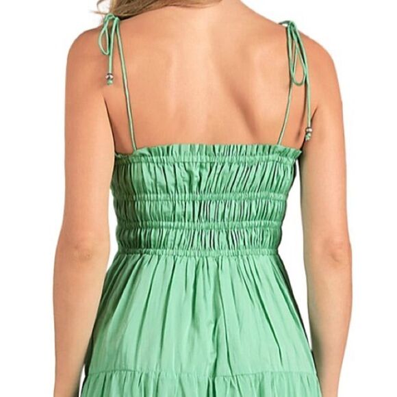 ELAN Women’s Smocked Tiered Midi Dress in the Size Large in Mint Green Color - Picture 7 of 10